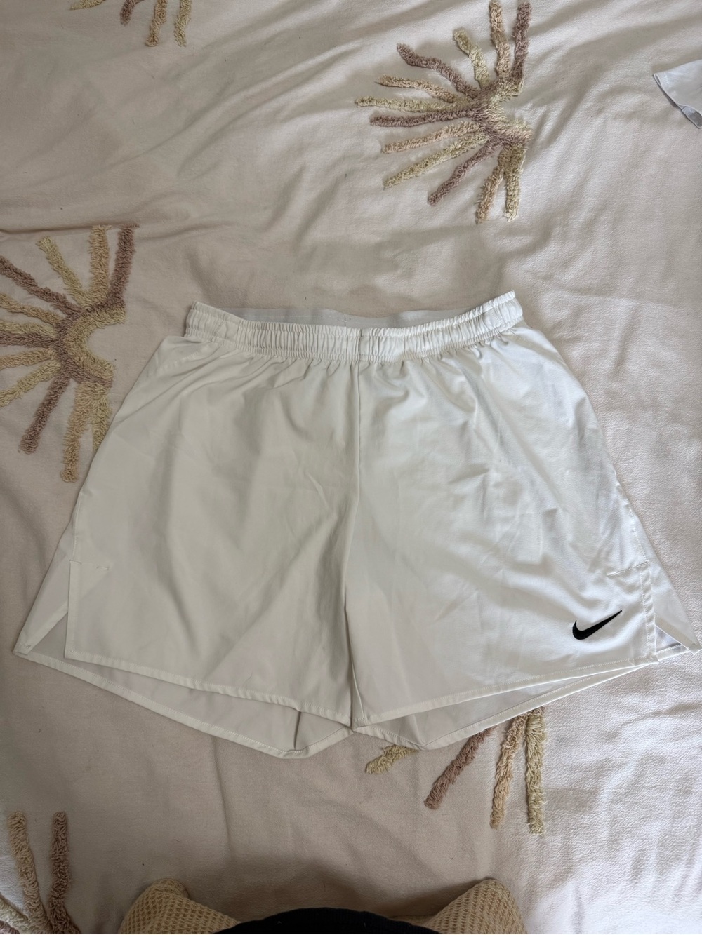 Nike White Women’s Athletic Shorts with Black Swoosh